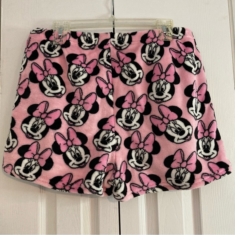 Disney Minnie Mouse Fuzzy Pink Lounge Shorts Women Size XL - Picture 2 of 8